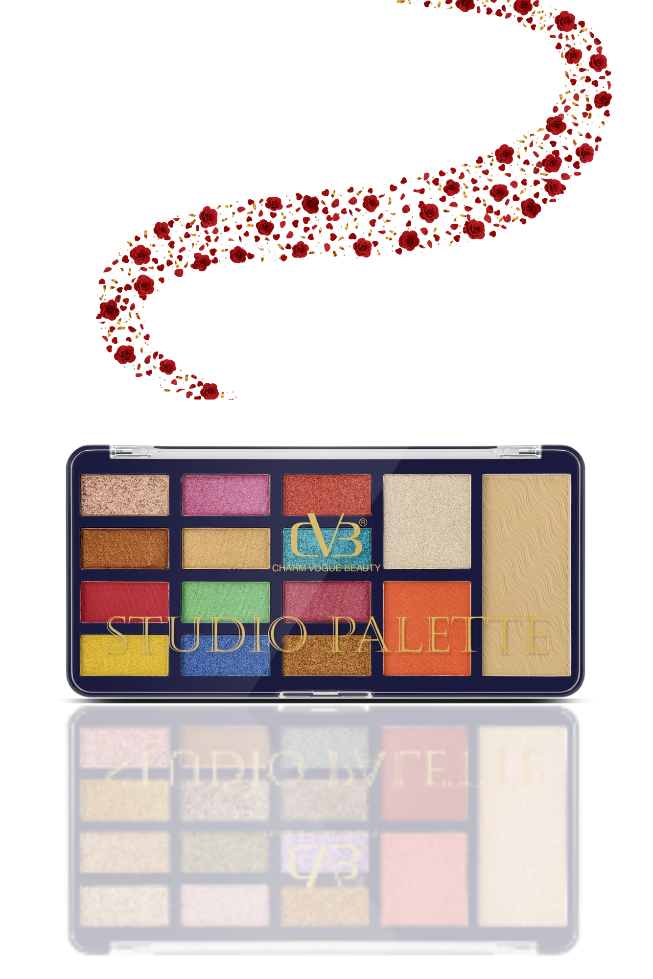 All-in-One Studio Makeup Palette – 12 Eyeshadows - Blush - Highlighter & Compact Powder | CVB
