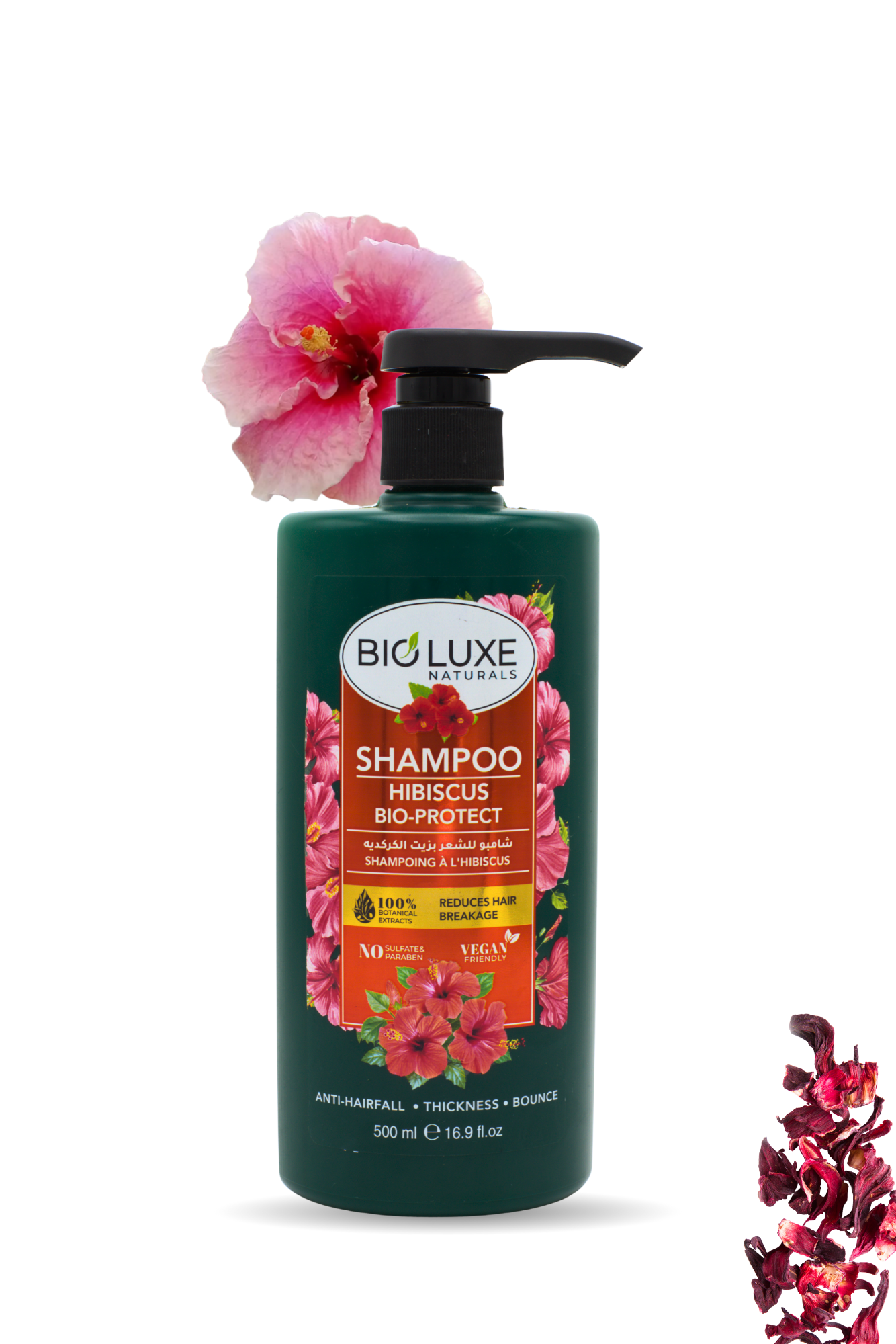 Hibiscus Shampoo | Sulphate-Free & Plant Based Formula | Hair Growth & Shine | BioLuxe Naturals | 500ml