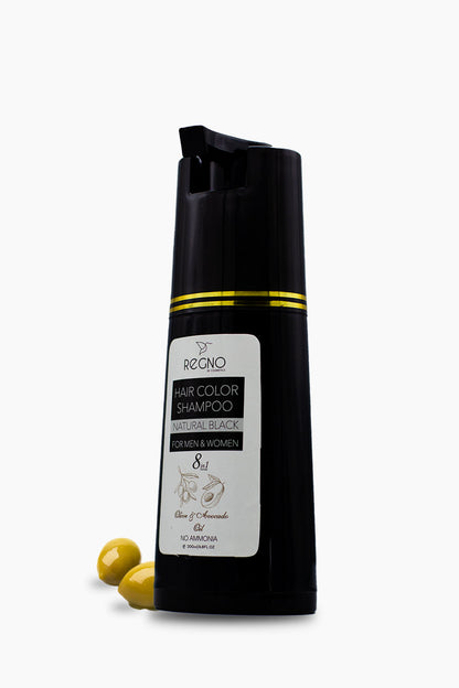 Hair Color Shampoo – Natural Black & Brown, No Ammonia, Long Lasting | Regno (~200ml)