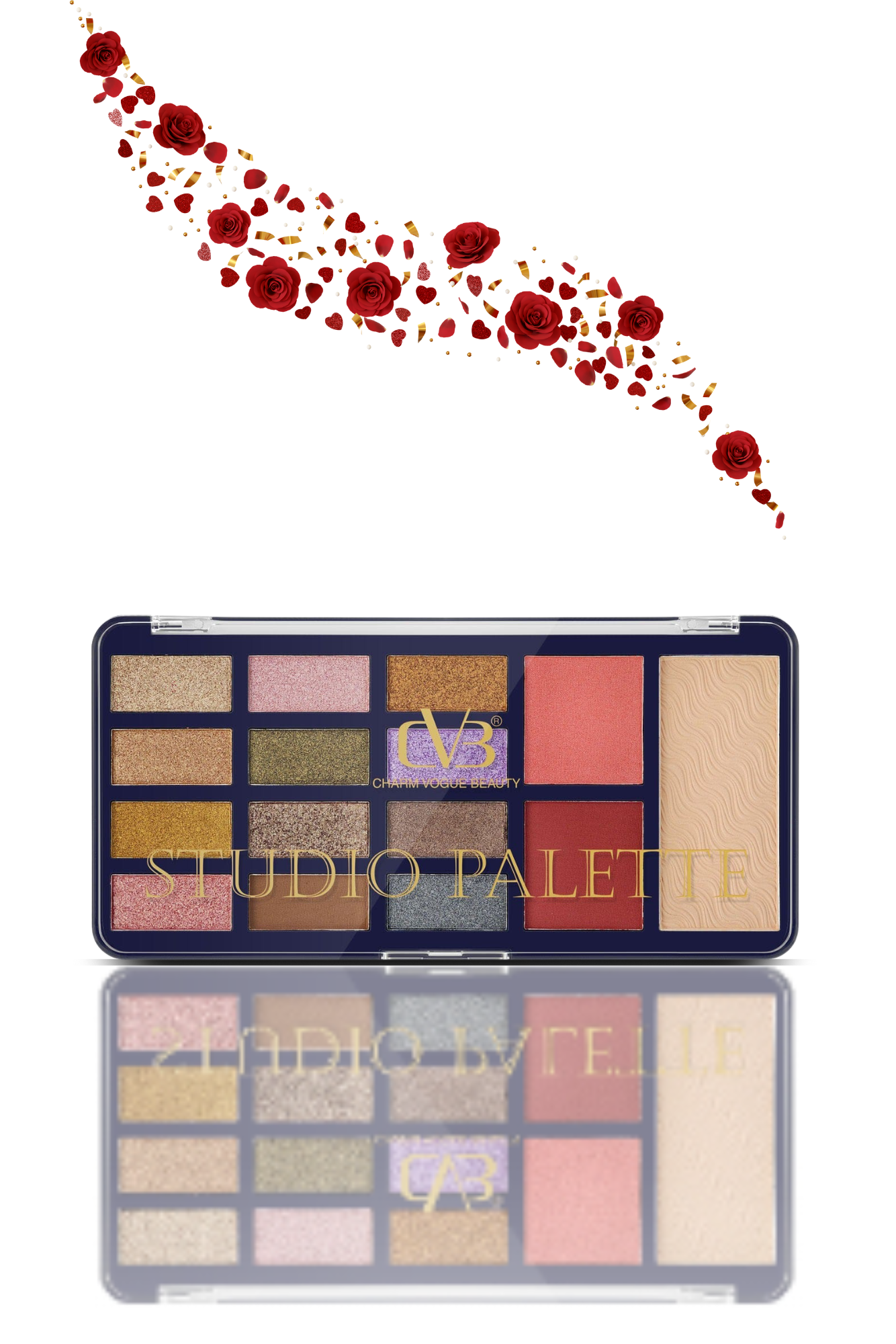All-in-One Studio Makeup Palette – 12 Eyeshadows - Blush - Highlighter & Compact Powder | CVB