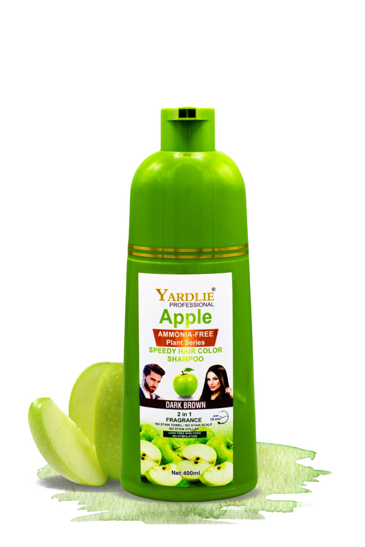Apple Hair Color Shampoo – Dark Brown | 2-in-1 Natural Hair Dye | Yardlie (400ml)