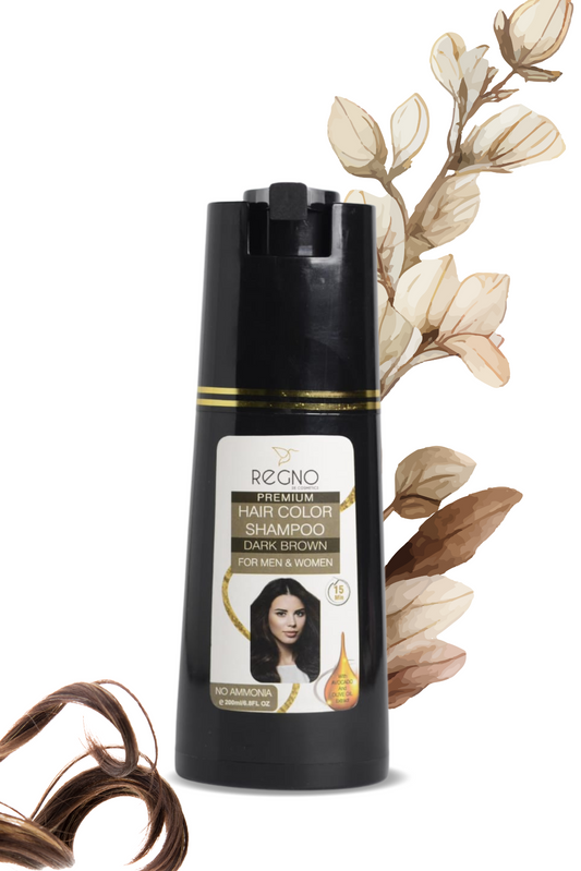 Hair Color Shampoo - Premium Dark Brown – Ammonia-Free, Herbal Formula (≈200ml) | Regno