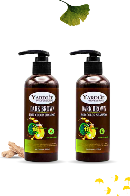 Yardlie Professional Hair Color Shampoo Mixing Paste | Dark Brown | Ammonia-Free Full Grey-Coverage | 460ml