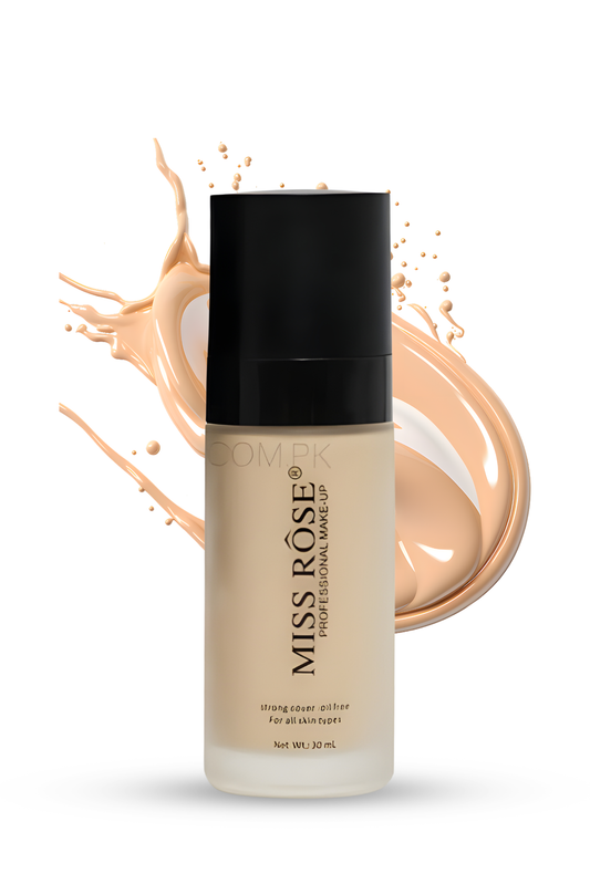 Miss Rose Oil Free Strong Cover Foundation – Long Wear Full Coverage Matte Makeup Base | 30 ml