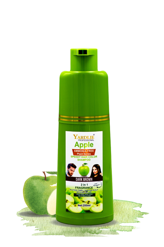 Apple Hair Color Shampoo – Dark Brown | 2-in-1 Natural Hair Dye | Yardlie (200 ml)