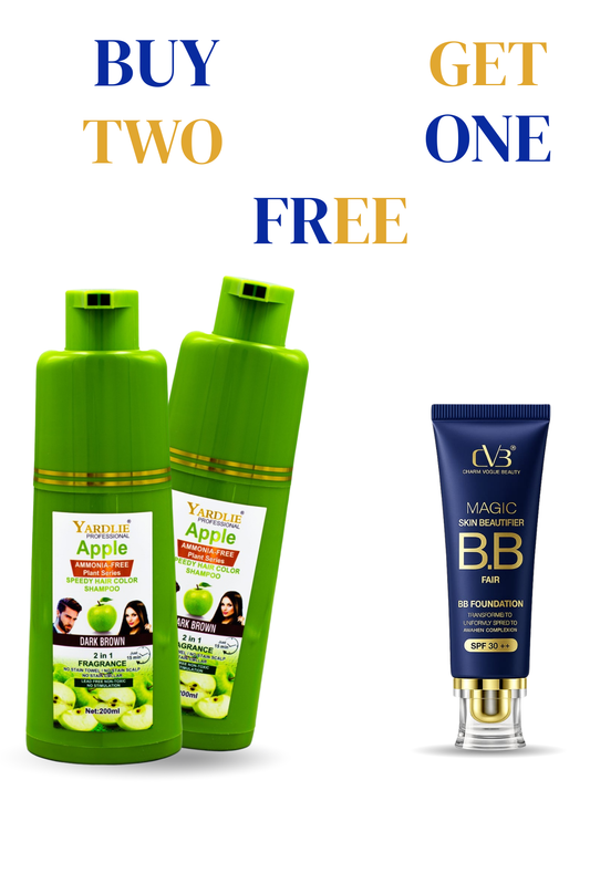 Buy 2 Apple Hair Color Shampoos & Get 1 Free BB Cream | Ammonia-Free, Long-Lasting Color | CVB