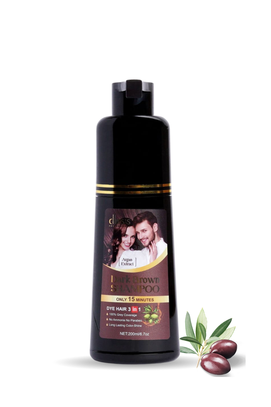 Chirs's Professional Hair Color Shampoo with Argan Extract, Ammonia & Sulphate Free | Natural Black & Dark Brown | 200 ml