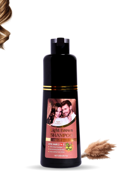 Chirs's Professional Hair Color Shampoo with Argan Extract, Ammonia & Sulphate Free | Light Brown | 200 ml