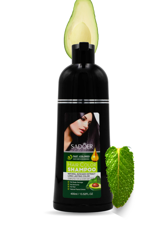 Avocado Hair Color Shampoo | Natural Black | Ammonia Free | Sadoer | 400ml