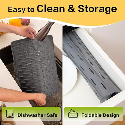 Silicone Dish Drying Mat Heat Resistant Kitchen Drying Mat | Large Size