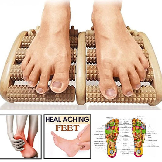 Wooden Foot Roller Massager – Reflexology Therapy Tool for Pain Relief & Relaxation | Big Size