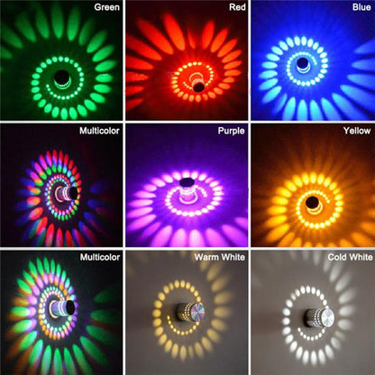 RGB Spiral LED Wall Light 3W